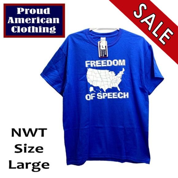 FREEDOM OF SPEECH - BLUE T-Shirt NWT Size Large - Picture 2 of 2